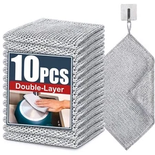 Navona 10 Pcs New Upgrade Steel Wire Dishcloth,Double-Layer Steel Wire Cleani...