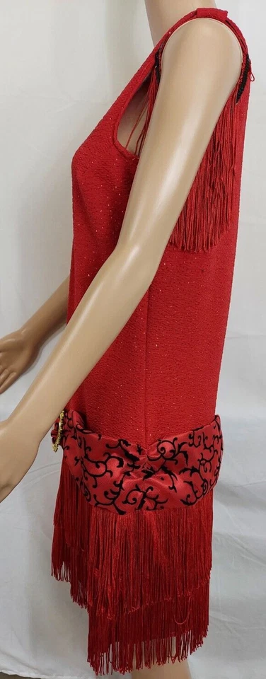 DISFRACES DE PERSONAJE Vestido Rojo Charleston Flapper Talla Mediana Vestido de Halloween Foto 2 de 4