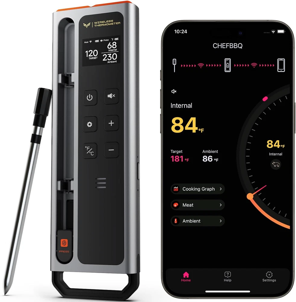 Meat Thermometer Digital Wireless, 800FT Long Range Bluetooth Cooking Thermomete