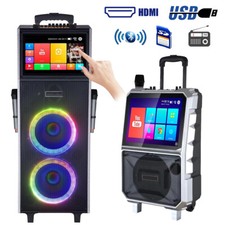 LOUD Bluetooth Speaker Karaoke Machine w/ Wireless Mic Lyrics Display Screen