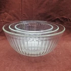 3-Piece Pyrex Clear Mixing Bowls Ribbed Nesting 7401-S 7402-S 7403-S