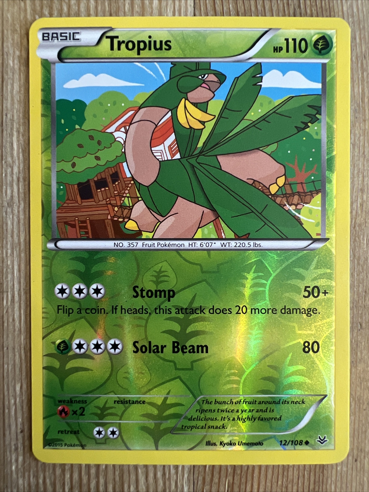 Pokémon TCG Tropius 12/108 Reverse Holo XY Roaring Skies LP 2015