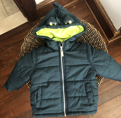 Baby Boy Carter's Alligator 3-D Spikes Heavyweight Hooded Jacket Green Size 2T