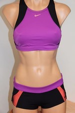NWT Nike Swimsuit Swimsuit Bra 2pc Set Size XL Shorts Cosmic Purple/Violet