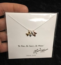 Disney Parks Collection STERLING necklace Minnie Mouse Bows tri-color - NEW