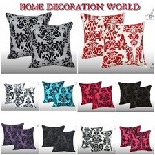CUSHION COVERS PACK OF 4 LUXURY ENGLISH DAMASK FLOCK 17"X17"