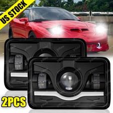 Pair 4x6 Led Headlights Halo Beam For Pontiac Firebird 1991-1997 Trans Sport