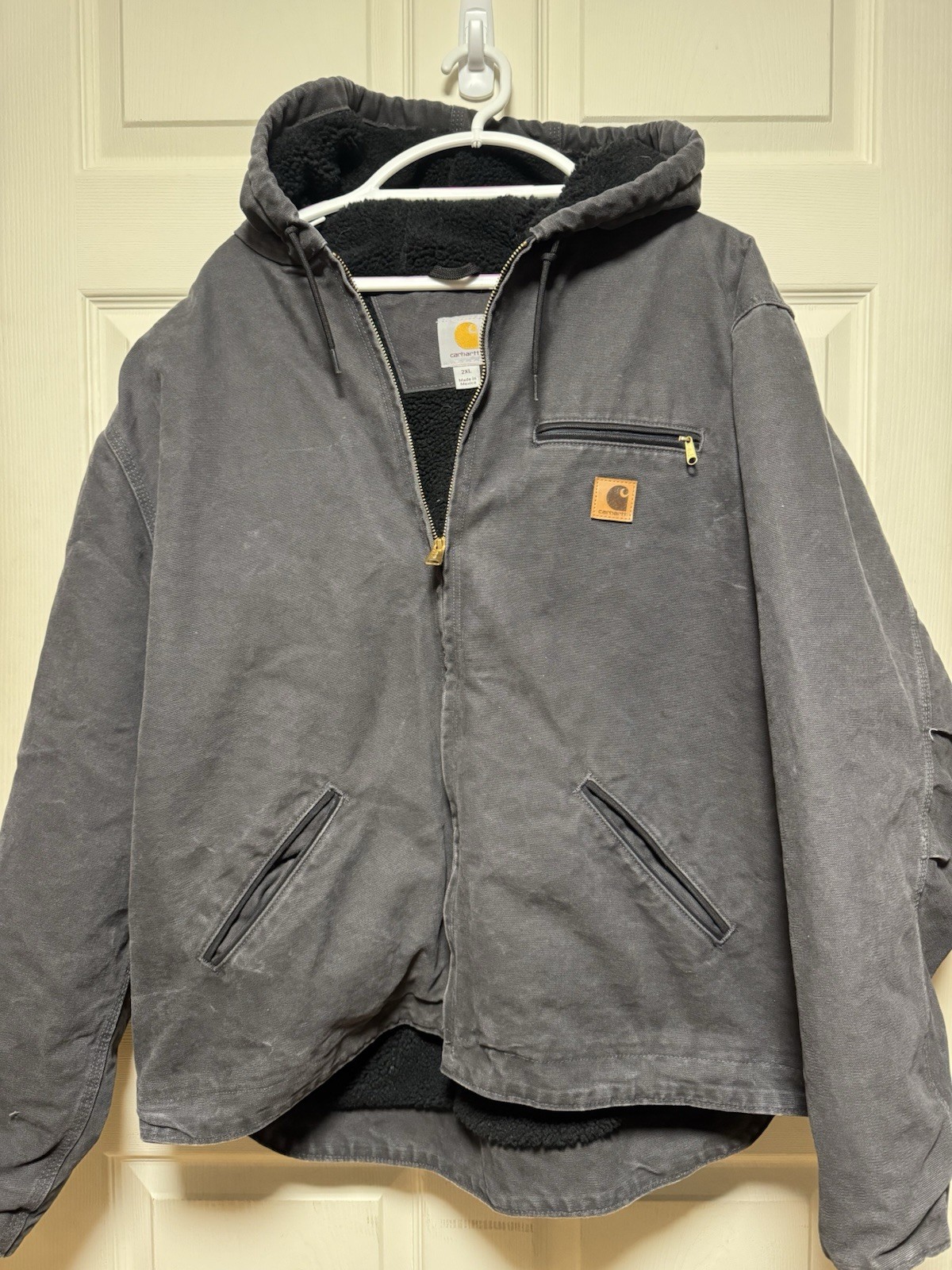 Men's Grey Carhartt Faded Jacket Size 2XL Heavy Duty Workwear