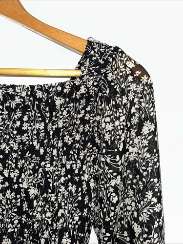 Girls Art Class Square Neck Black/Ivory Pullover LS Floral Dress Size XL 14/16 - Picture 3 of 14