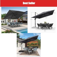 PURPLE LEAF Parasol Déporté 3x4m Gris Aluminium Anti-UV