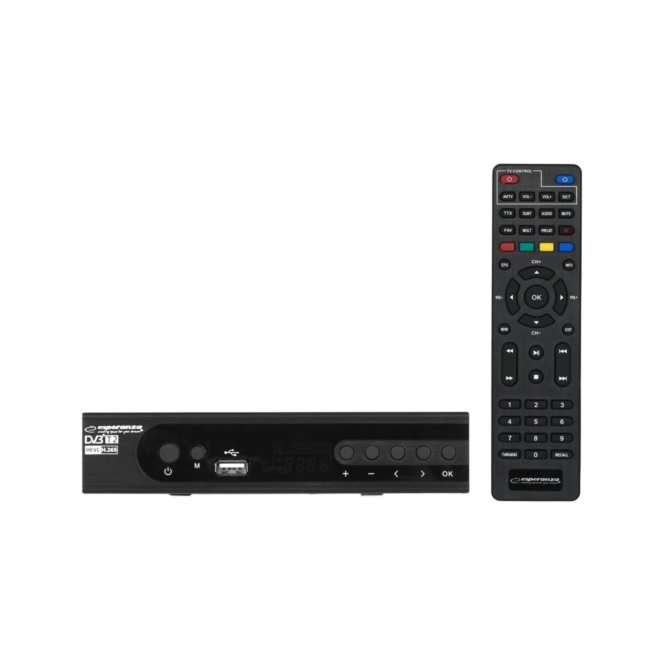 Esperanza - Tuner Numérique EV106P - DVB-T2 - H.265/HEVC - Noir - Image 2