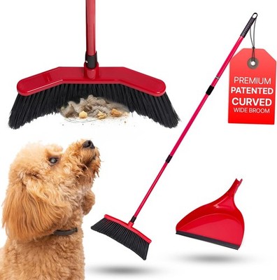 Da Vinci Angle Broom W/ Dustpan Combo Set   16'' Curved Head 52'' Adjustable