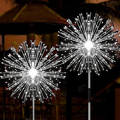 Solar Firework Lights, 2 Pack 120 Leds 2 Lighting Modes Solar Garden Lights Outd