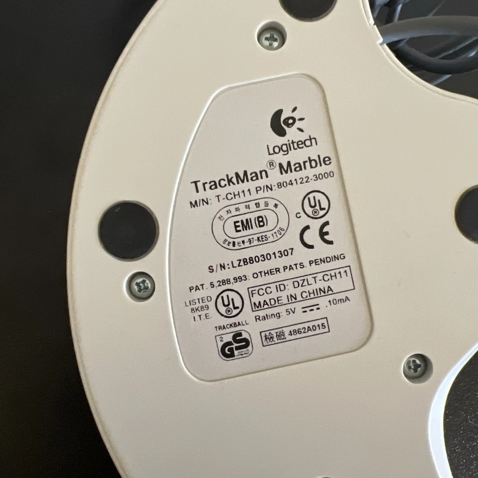 Logitech Trackball TrackMan Marble Mouse T-CH11 - Image 4 of 4