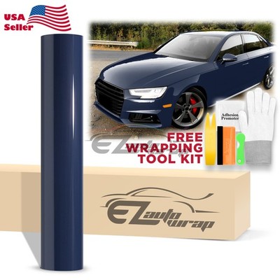 High Gloss Midnight Blue Car Vinyl Wrap Sticker Decal Sheet Film DIY Air Release