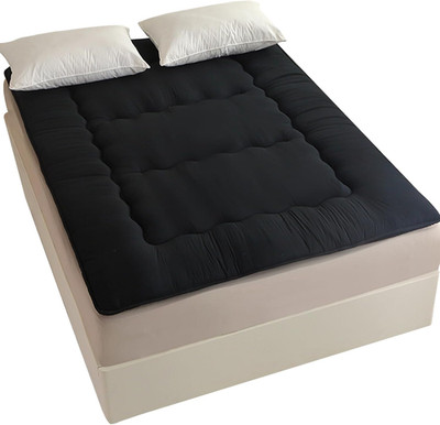 Futon Mattress,Japanese Foldable Bed,Roll up Sleeping Pad  (Black, Twin)