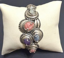 Carolyn Pollack Relios Sterling Silver Multi Gemstone Cuff Bracelet