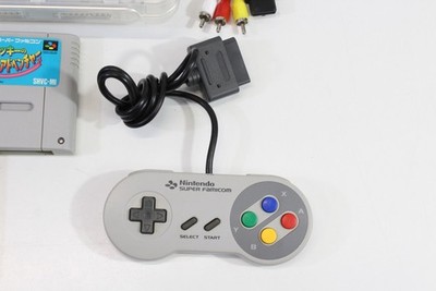 Nintendo Super Famicom Clear White Console Cont x1 Game x3 PLAY