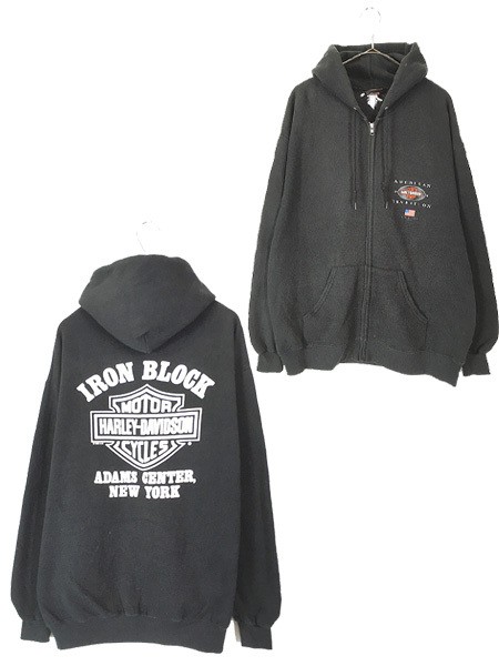 90S Harley Davidson Bar Shield Sweatshirt Zip Hoodie Xl