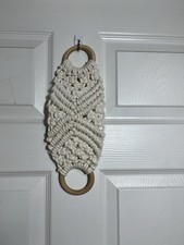 Vintage Macrame Kitchen Towel Holder Cream 13 Inches