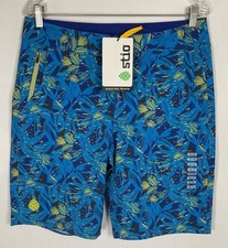 Mens Stio CFS Shorts Board Stream Painted Florals Stretch Sz 32x10  Blue New