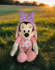 Disney Minnie Mouse Pink Polka Dot Easter Bunny 16" Stuffed Plush Just Play
