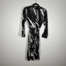 Lauren Ralph Lauren Women 4P Black Geometric Print Belted Twill Shirtdress NWT