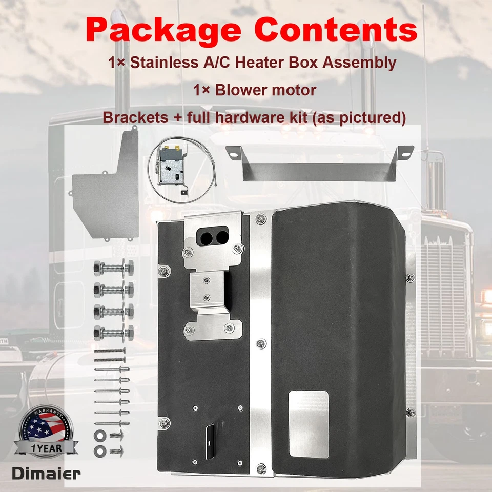 Conjunto de caja de calentador de CA para Kenworth W900 W900B W900L T600 T800 acero inoxidable Foto 3 de 4