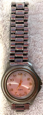 Vintage 1998 Puritan PUR60473W Silver-Tone Quartz Watch Pink-Tinted Japan Movt