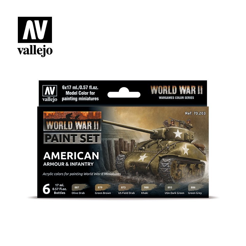 Flames of War WWII American Armour & Infantry Paint Set