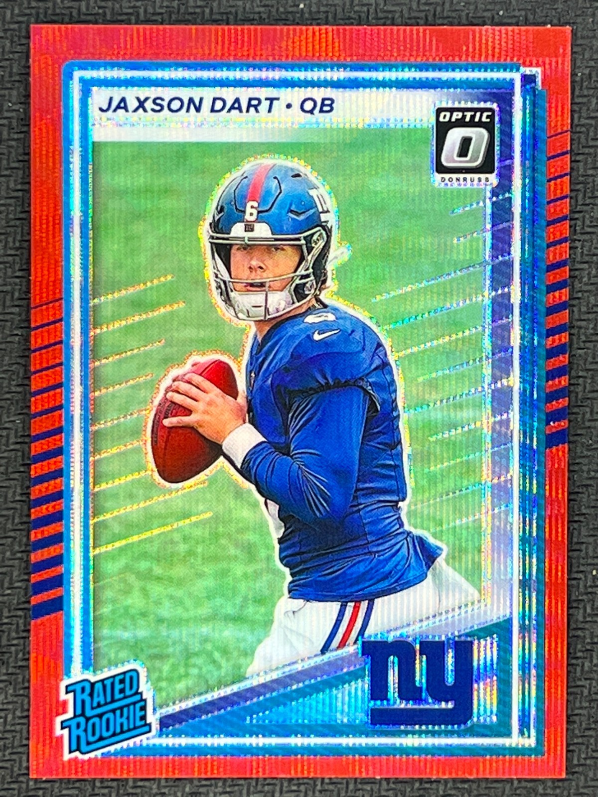 2025 Panini Donruss Optic Preview Red Wave Jaxson Dart RC Rated Rookie Giants