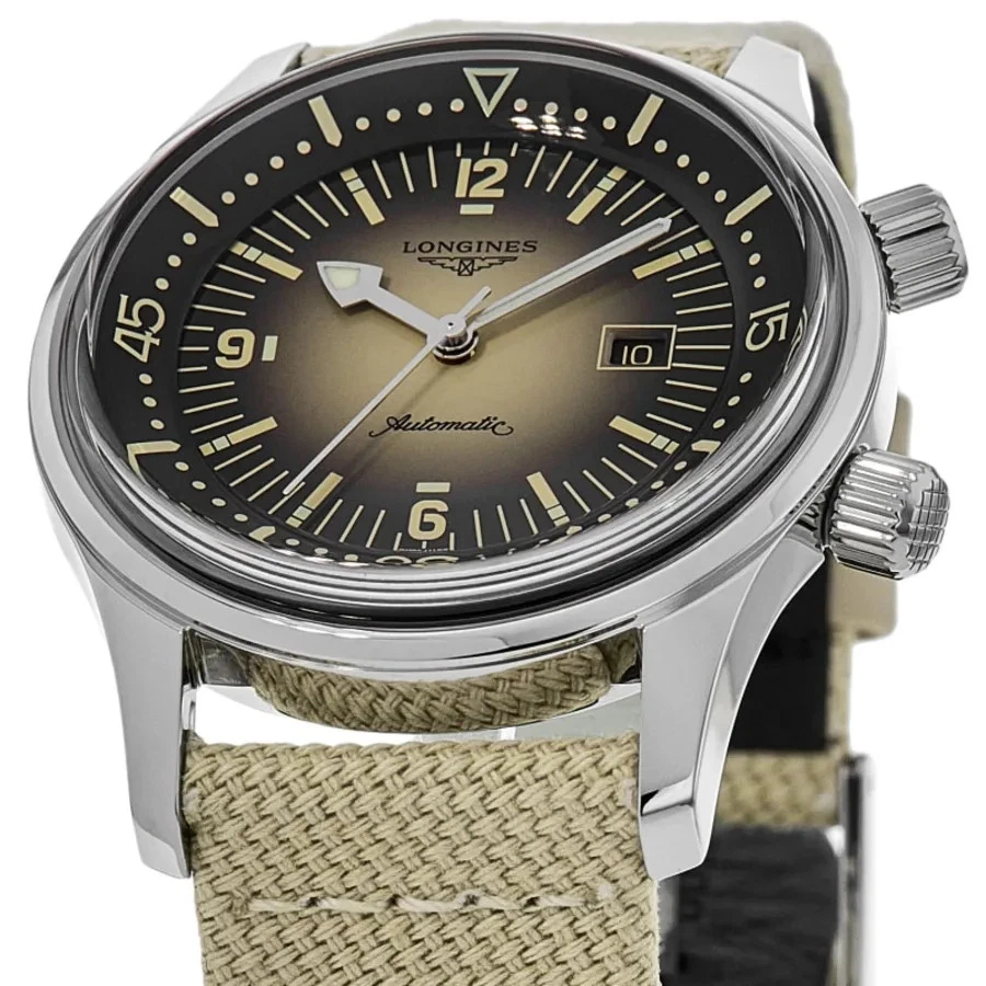 New Longines Legend Diver Beige Dial Fabric Strap Unisex Watch L3.374.4.30.2 - image 2 of 4