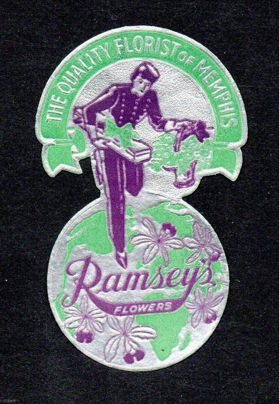 Memphis, Tenn. Early "Ramsey's Flowers" bellhop Poster Label   MH