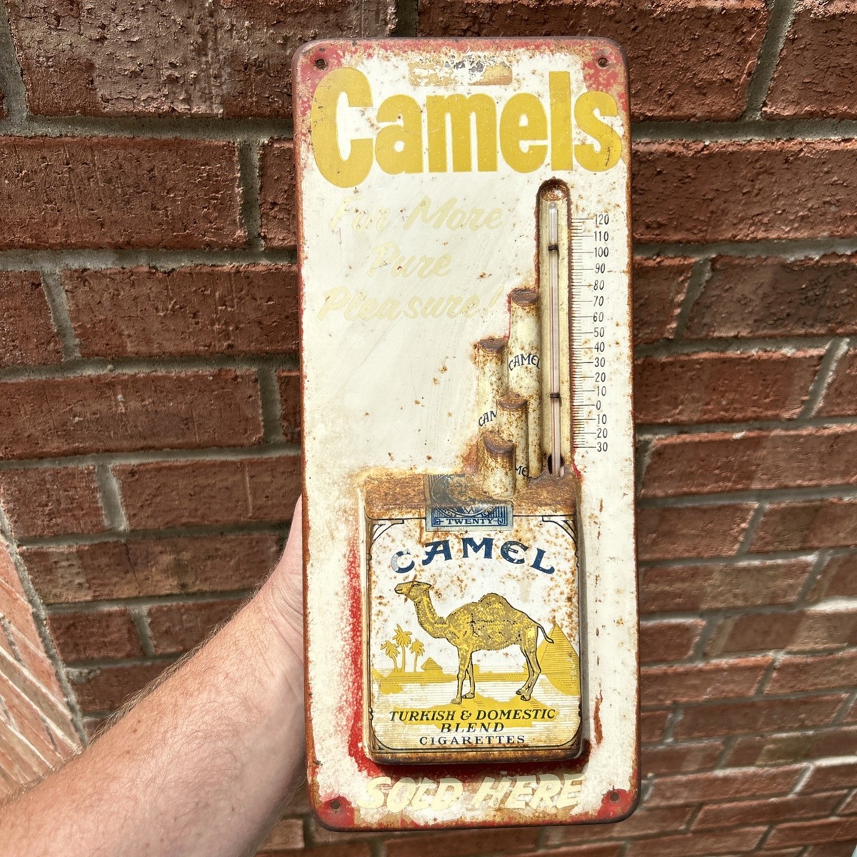 Vintage Camel Cigarettes Blend Metal Wall Thermometer Barn Find 1960s Sign 