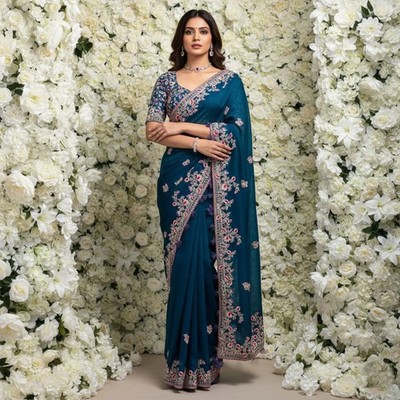 Heavy Worked Wedding party wear saree Indian traditional wear Designer Sarees