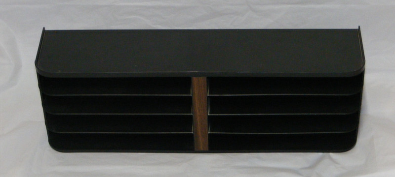 vintage VHS 8 tape case holder faux wood grain -  hang or stack