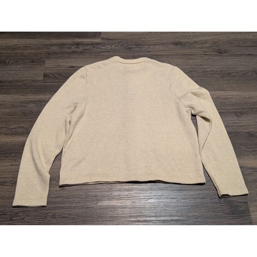 J Crew Women's Tan Crew Neck Long Sleeve Button Cardigan Sweater Size L - Picture 2 of 4