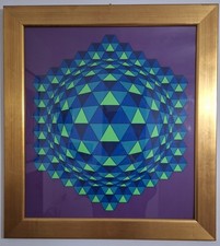 VICTOR VASARELY  SERIGRAFIA  "Sharp" 1977 -PUBBLICATA MUSEO HAIFA - COA ORLER-