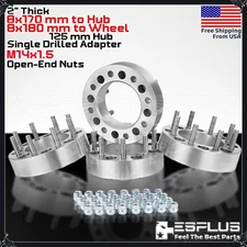 4x 2" 8x170mm Hub to 8x180mm Wheel Conversion Adapter Fit Ford F250 SD/Excursion