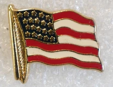 American Flag Pinback Button Patriotic USA Made in USA Metal Pin