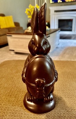 Ceramic Chocolate Bunny Rabbit Easter Figurine with Egg Brown 13''x5''x8''