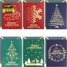 24 Pack Gold Foil Christmas Greeting Cards with Envelopes Embossed Christmas Xma