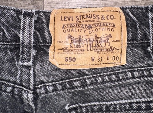 Vintage Levi’s 550 Orange Tab 10inch Seam Faded Black Denim Jean Shorts Mens 31 - Picture 9 of 18