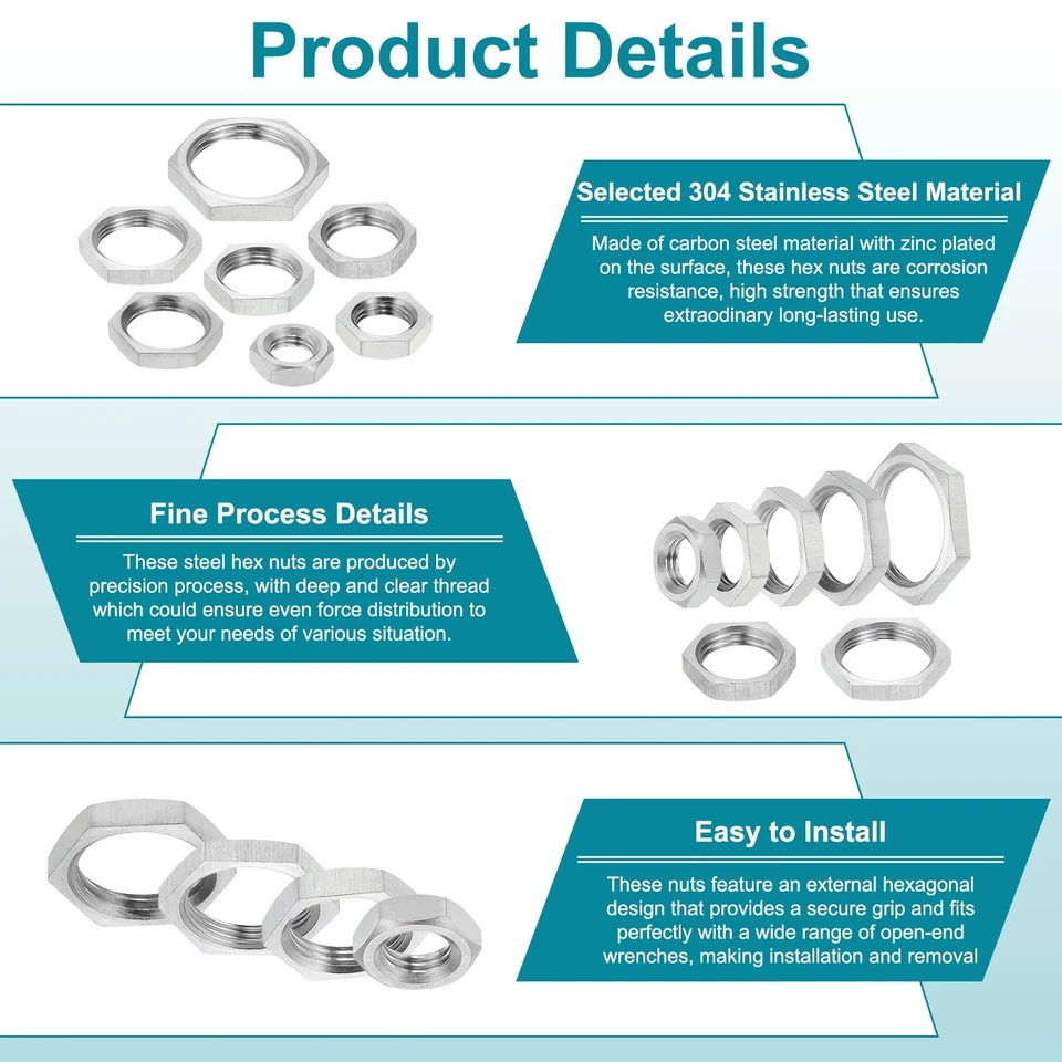 Stahl Sechskantmuttern M20x1,5x4mm 5Stk für Befestigung 24mm Breite - Bild 3 von 4