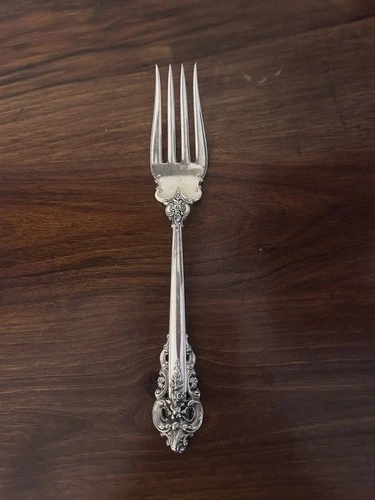 Wallace Grand Baroque Large Sterling Silver Serving Fork With Solid Handle 3oz