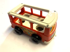 Vintage 1969 Fisher Price Mini Bus Toy Vehicle Red & White Excellent Shape