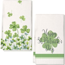 St Patricks Day Green Stripe Kitchen Towels Dish Towels St. Patrick's Day Dec...