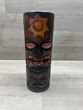Vintage Wood Tiki Statue Figure Carving 10 1/2  Made In Indonesia Very Nice