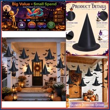 Halloween Decorations Outdoor Indoor 8 Witch Hats 32 3D Bats Hanging Porch