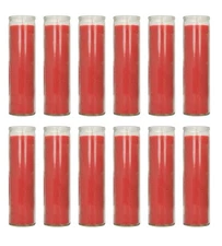 Bulk Prayer Candles - Unscented 2.5"x 8" Tall Container Candle - Red, 12 PCS